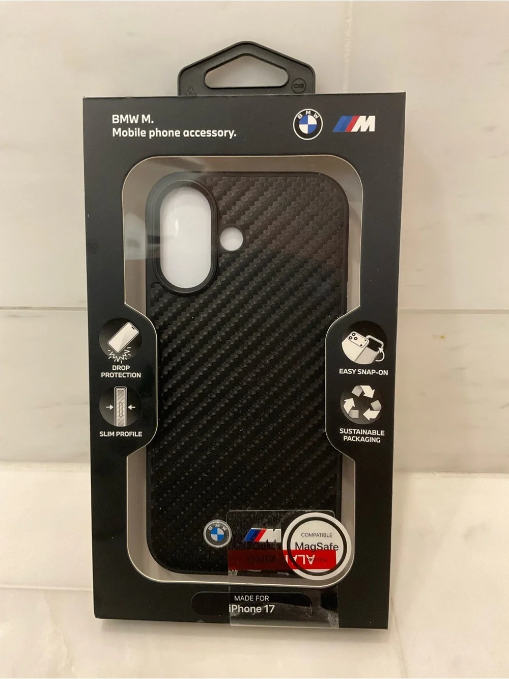 NIB BMW “M” Apple iPhone 17 Polycarbonate Phone Case - CARBON FIBER
